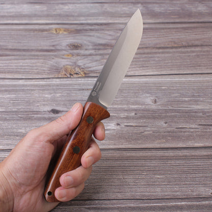 FC135 Bushcraft Knife (Wood Handle + 14C28n Steel Blade +Leather Sheath)