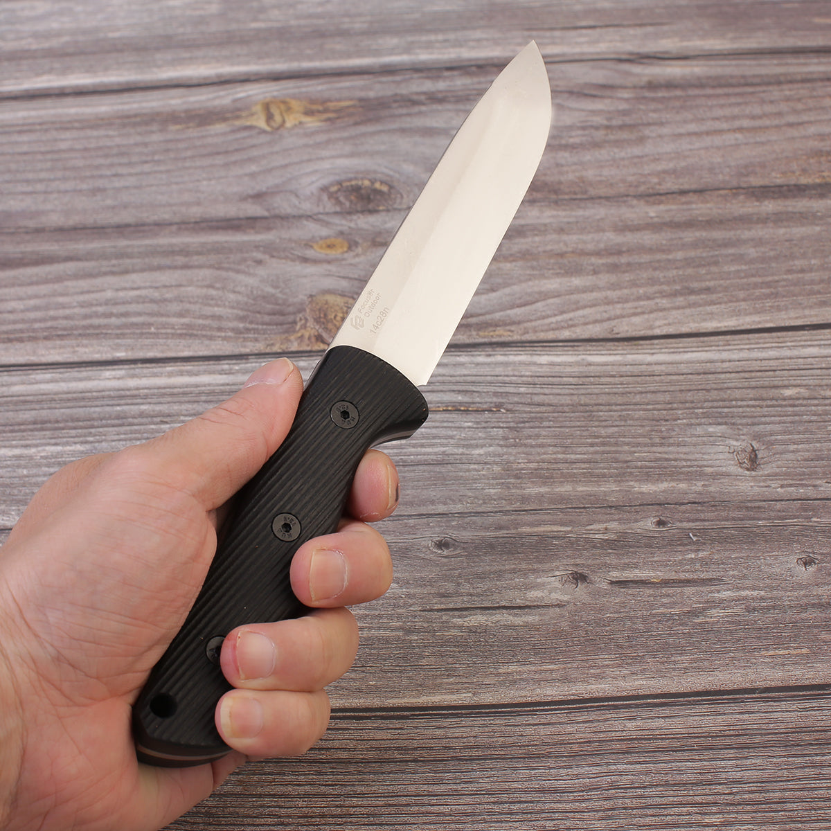 FC135-B NEW G10 Handle Bushcraft Knife (14C28n Steel Blade +Leather Sheath)