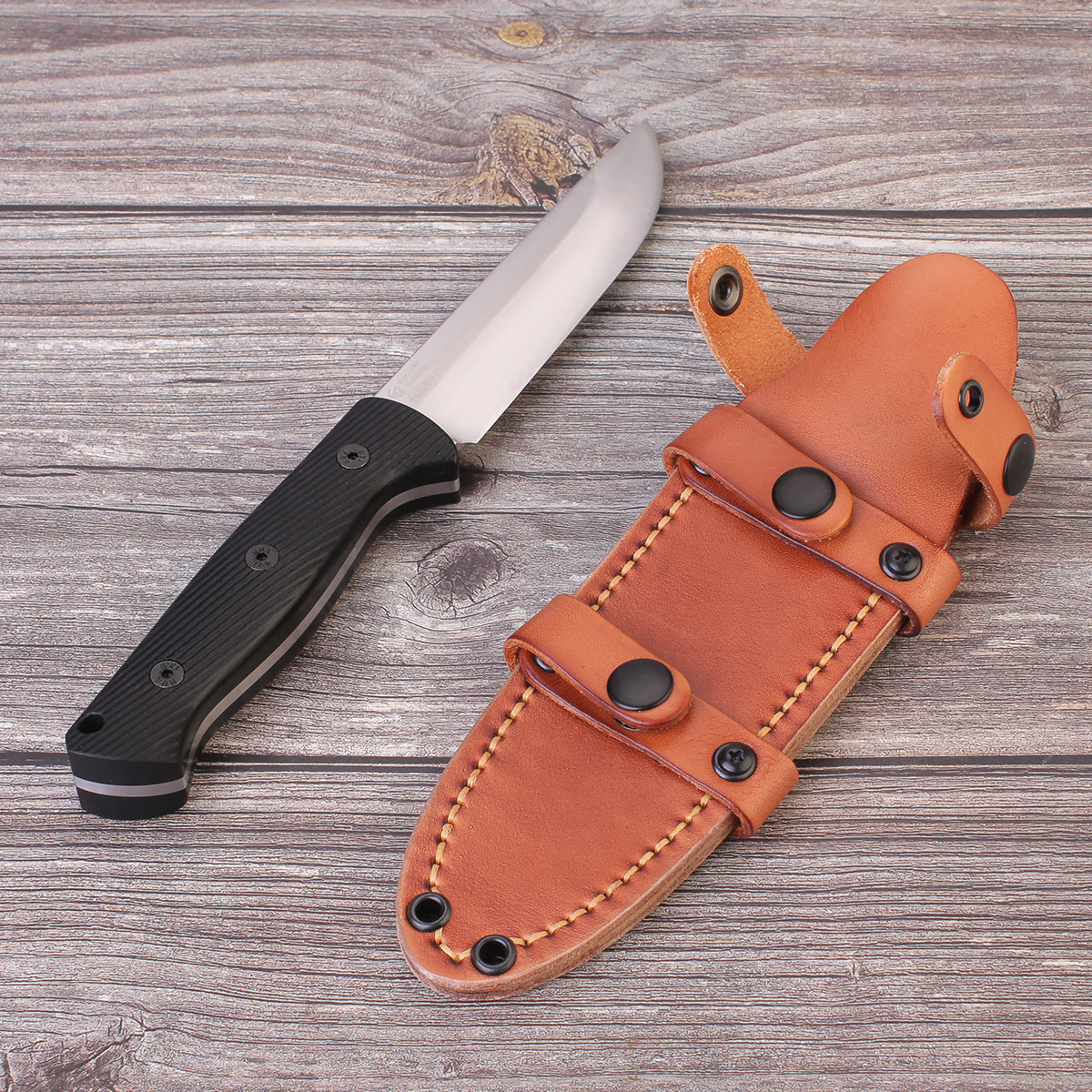 FC135-C NEW G10 Handle Bushcraft Knife (14C28n Steel Blade +Leather Sheath)