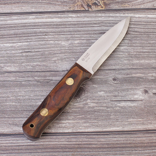 FC132 52100 Steel Wood Handle Bushcraft Knife With Leather Sheath
